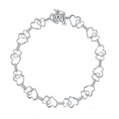 1/20ctw Diamond Interlocking Heart Sterling Silver Bracelet | Mills Collection
