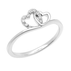 1/20ctw Diamond Interlocking Hearts Sterling Silver Promise Ring
