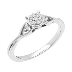 1/20ctw Diamond Twist Band Sterling Silver Promise Ring