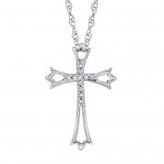 1/20ctw Round Diamond Cross Sterling Silver Pendant Necklace | Mills Collection