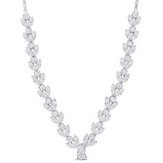 1 2/5ctw Multi-Shaped Diamond White Gold Chevron Necklace
