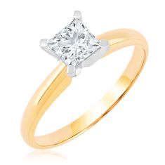 1/2ct Princess Diamond Solitaire Yellow Gold Engagement Ring - Heritage Collection