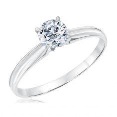 1/2ct Round Diamond Solitaire White Gold Engagement Ring - Heritage Collection