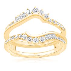 1/2ctw Baguette and Round Diamond Yellow Gold Ring Guard - Embrace Collection