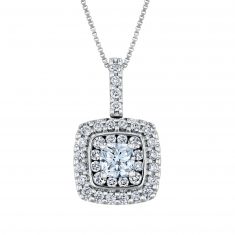 1/2ctw Cushion Diamond Frame White Gold Pendant Necklace