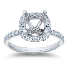 1/2ctw Cushion Diamond Halo Platinum Engagement Ring Setting