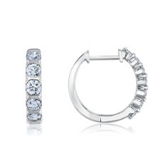 1/2ctw Diamond 10k White Gold Huggie Hoop Earrings
