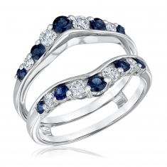1/2ctw Diamond and Blue Sapphire White Gold Ring Guard | Embrace Collection