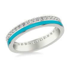 1/2ctw Diamond and Turquoise Blue Ceramic White Gold Eternity Wedding Band