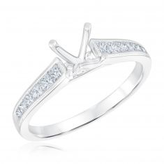 1/2ctw Diamond Channel-Set Princess White Gold Engagement Ring Setting - Design Collection