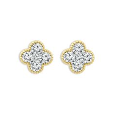 image of 1/2ctw Diamond Clover Yellow Gold Stud Earrings - Classic Collection with sku:20500419