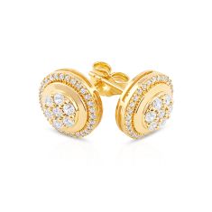 image of 1/2ctw Diamond Cluster Yellow Gold Stud Earrings with sku:EF21933-0Y