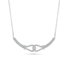 1/2ctw Diamond Interlink Curved Bar White Gold Necklace
