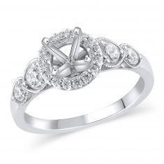 image of 1/2ctw Diamond Milgrain Accent White Gold Engagement Ring Setting - Design Collection with sku:VR0003JEA-WGSE3