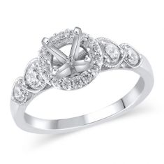 1/2ctw Diamond Milgrain Accent White Gold Engagement Ring Setting | Design Collection