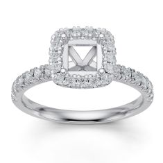 1/2ctw Diamond Princess Halo White Gold Engagement Ring Setting