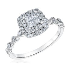 1/2ctw Diamond Princess Quad White Gold Engagement Ring | Harmony Collection