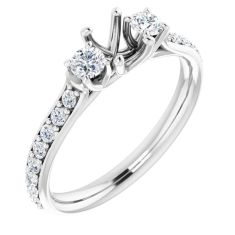 1/2ctw Diamond Three-Stone White Gold Engagement Ring Setting