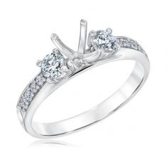 1/2ctw Diamond Three-Stone White Gold Engagement Ring Setting