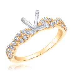 1/2ctw Diamond Twist Yellow Gold Engagement Ring Setting