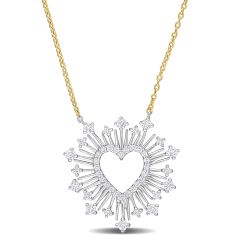 1/2ctw Diamond Two-Tone Heart Pendant Necklace