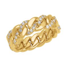 1/2ctw Diamond Yellow Gold Cuban Link Band | 7mm | Men's