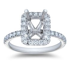 1/2ctw Emerald Diamond Halo Platinum Engagement Ring Setting