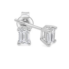 1/2ctw Emerald Lab Grown Diamond White Gold Solitaire Stud Earrings