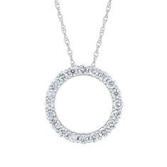 1/2ctw Lab Grown Diamond Circle White Gold Pendant Necklace