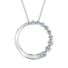 1/2ctw Lab Grown Diamond White Gold Circle Pendant Necklace