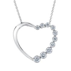 1/2ctw Lab Grown Diamond White Gold Heart Pendant Necklace