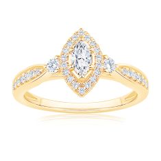1/2ctw Marquise Diamond Halo Yellow Gold Engagement Ring - Glow Collection