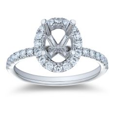 1/2ctw Oval Diamond Halo Platinum Engagement Ring Setting