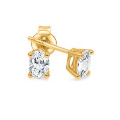 1/2ctw Oval Lab Grown Diamond Yellow Gold Solitaire Stud Earrings