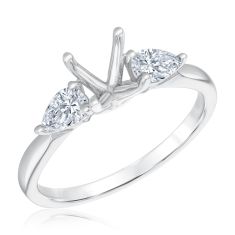 1/2ctw Pear-Shaped Diamond Three-Stone White Gold Engagement Ring Setting