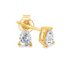 1/2ctw Pear Lab Grown Diamond Yellow Gold Solitaire Stud Earrings