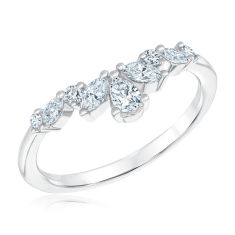 1/2ctw Pear, Marquise, and Round Diamond White Gold Curved Wedding Band | Embrace Collection