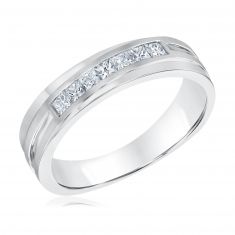 1/2ctw Princess Diamond Diagonal Row White Gold Band | Men's