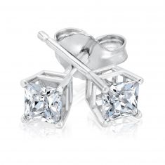 1/2ctw Princess Diamond Solitaire White Gold Stud Earrings - Heritage
