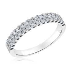 1/2ctw Round Diamond Prong-Set Double Row White Gold Band | Embrace Collection