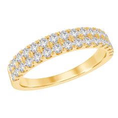 1/2ctw Round Diamond Prong-Set Double Row Yellow Gold Band | Embrace Collection