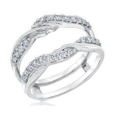 1/2ctw Round Diamond Twisting White Gold Ring Guard | Embrace Collection