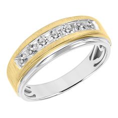 1/2ctw Round Diamond Two-Tone Wedding Band | Men's