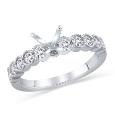 1/2ctw Round Diamond Vintage-Inspired White Gold Engagement Ring Setting | Design Collection