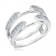 1/2ctw Round Diamond Vintage-Inspired White Gold Ring Guard | Embrace Collection