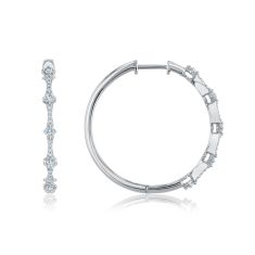 1/2ctw Round Diamond White Gold Hoop Earrings - Classic Collection