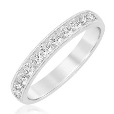 image of 1/2ctw Round Diamond White Gold Milgrain Wedding Band - Embrace Collection with sku:20489654