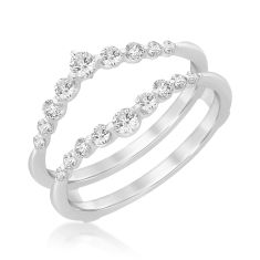 1/2ctw Round Diamond White Gold Ring Guard - Embrace Collection