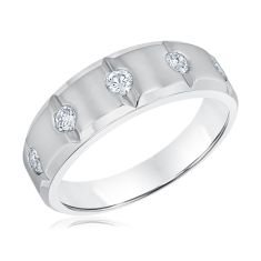 1/2ctw Round Diamond White Gold Wedding Band | Men's