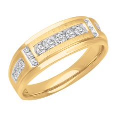 1/2ctw Round Diamond Yellow Gold Wedding Band | Men's